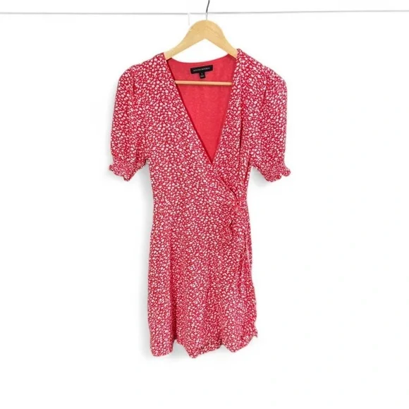 Banana Republic Red Floral Wrap Dress Size 2 - Picture 2 of 6